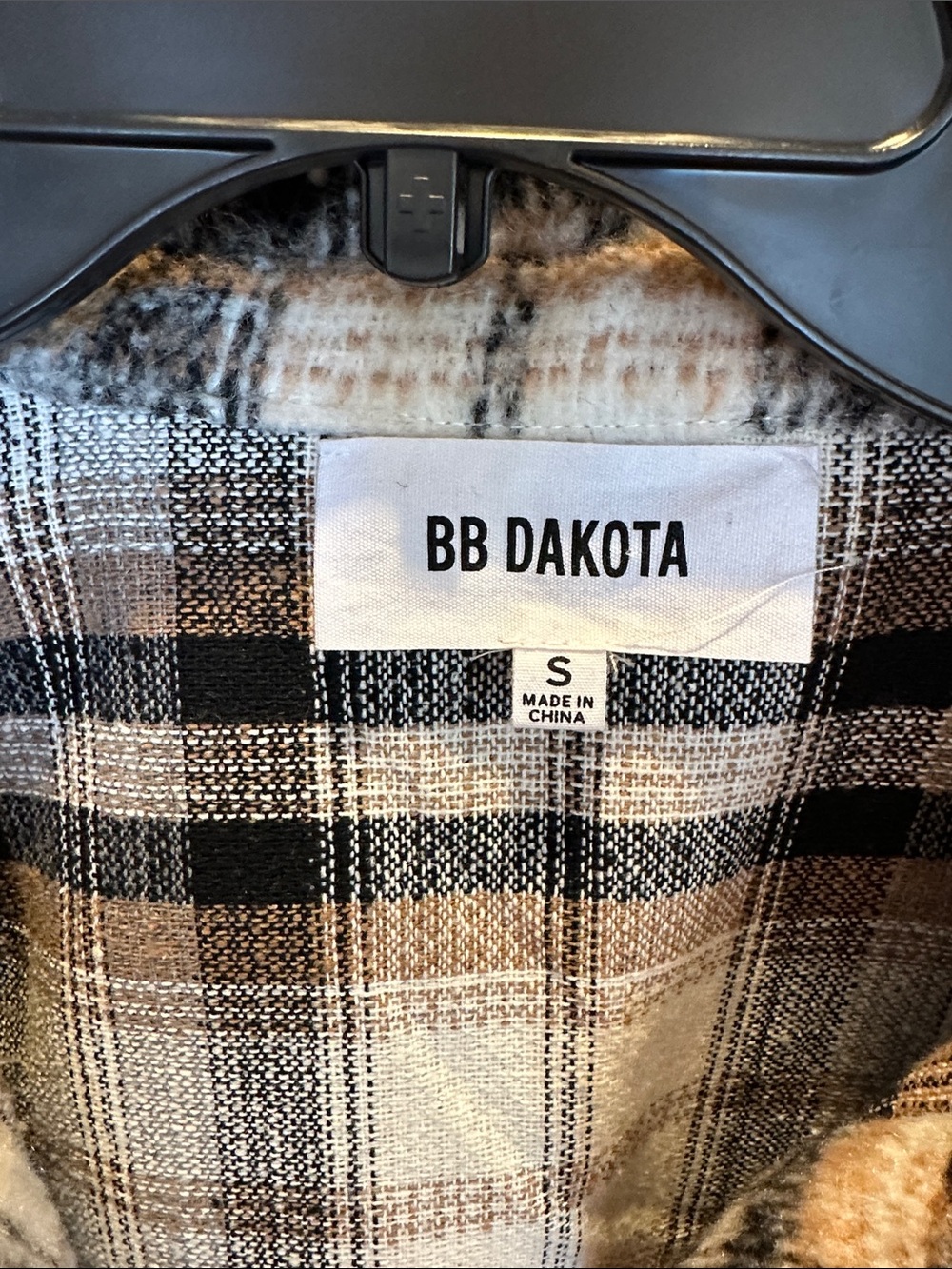 BB Dakota Black, Brown & Cream Plaid Shirt Jacket